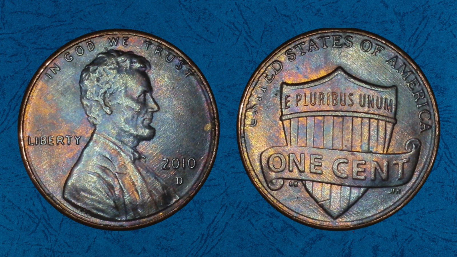 2010 penny struck-through error showing indentation where foreign material interrupted the die strike